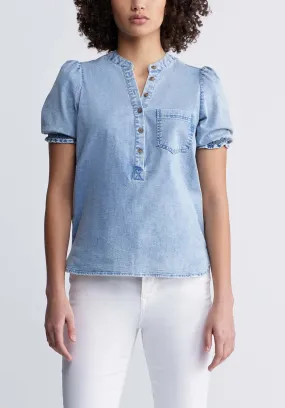 Lenore Women’s Puffed Sleeve Blouse in Light Denim Blue - WT0086P