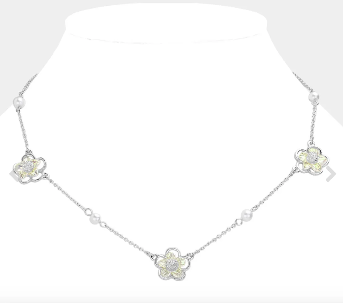 Lucite Flower Station Necklace (2 Colors)