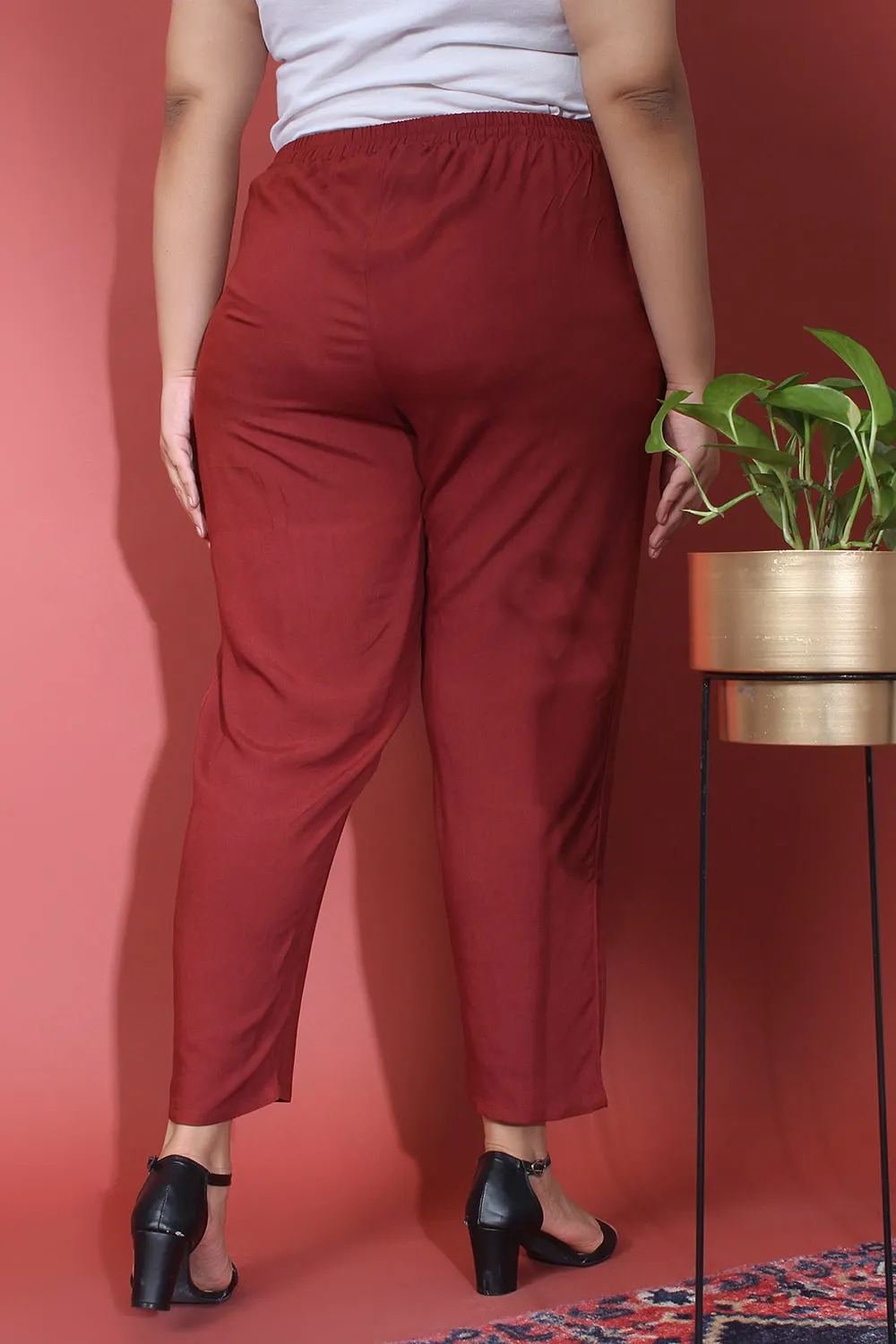 Maroon Straight Fit Pants