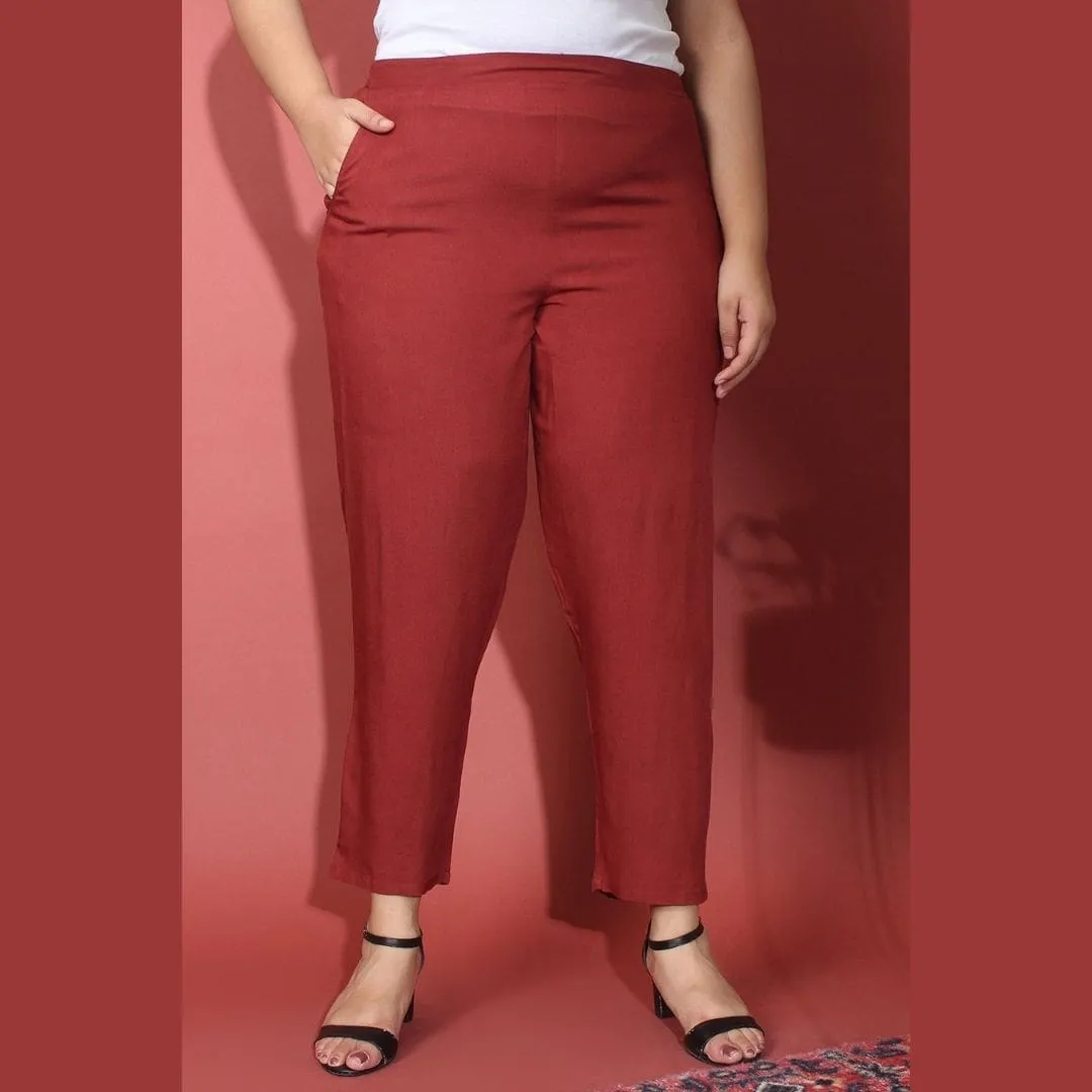 Maroon Straight Fit Pants