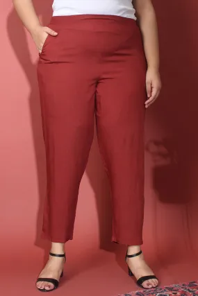 Maroon Straight Fit Pants