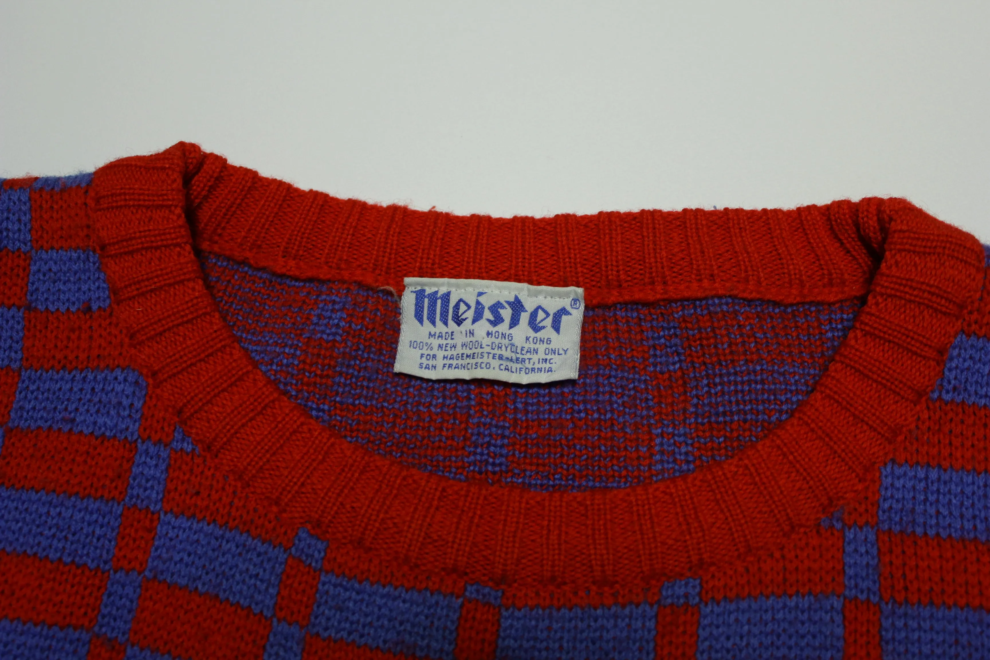 Meister Vintage 70's Distressed Ski Geometric Pattern Retro Wool Sweater