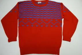 Meister Vintage 70's Distressed Ski Geometric Pattern Retro Wool Sweater