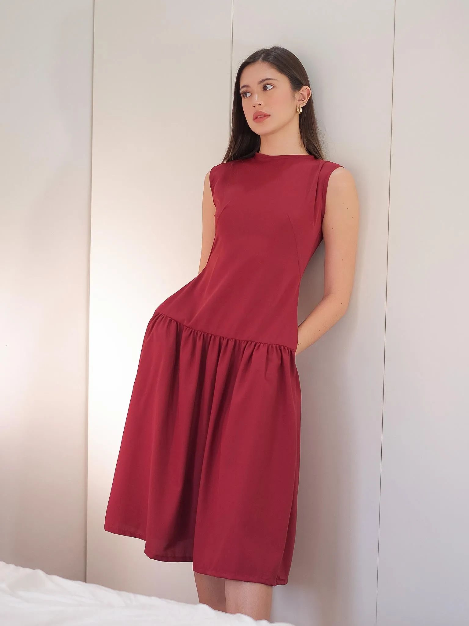 Millie Midi Dress - maroon