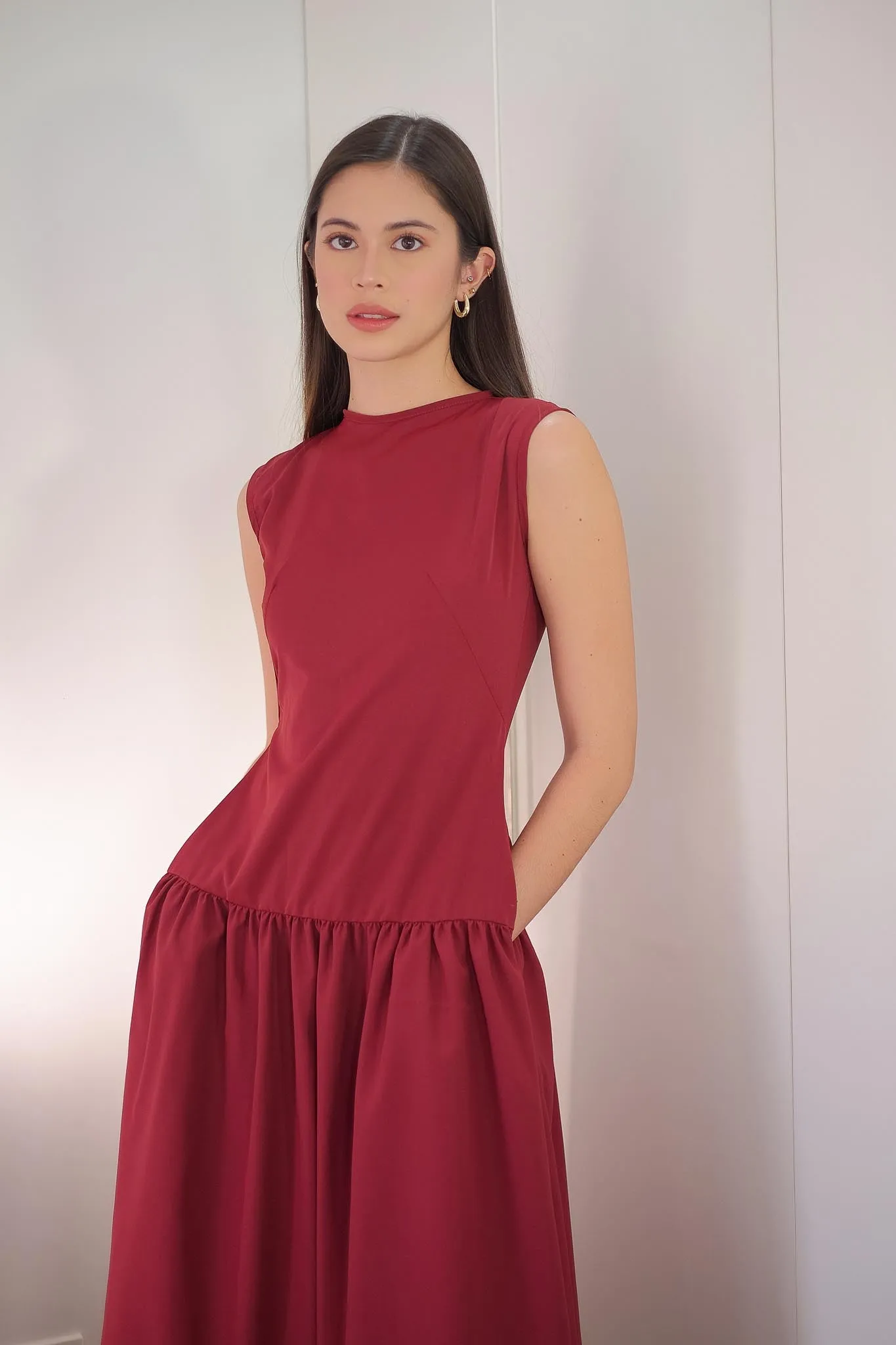 Millie Midi Dress - maroon