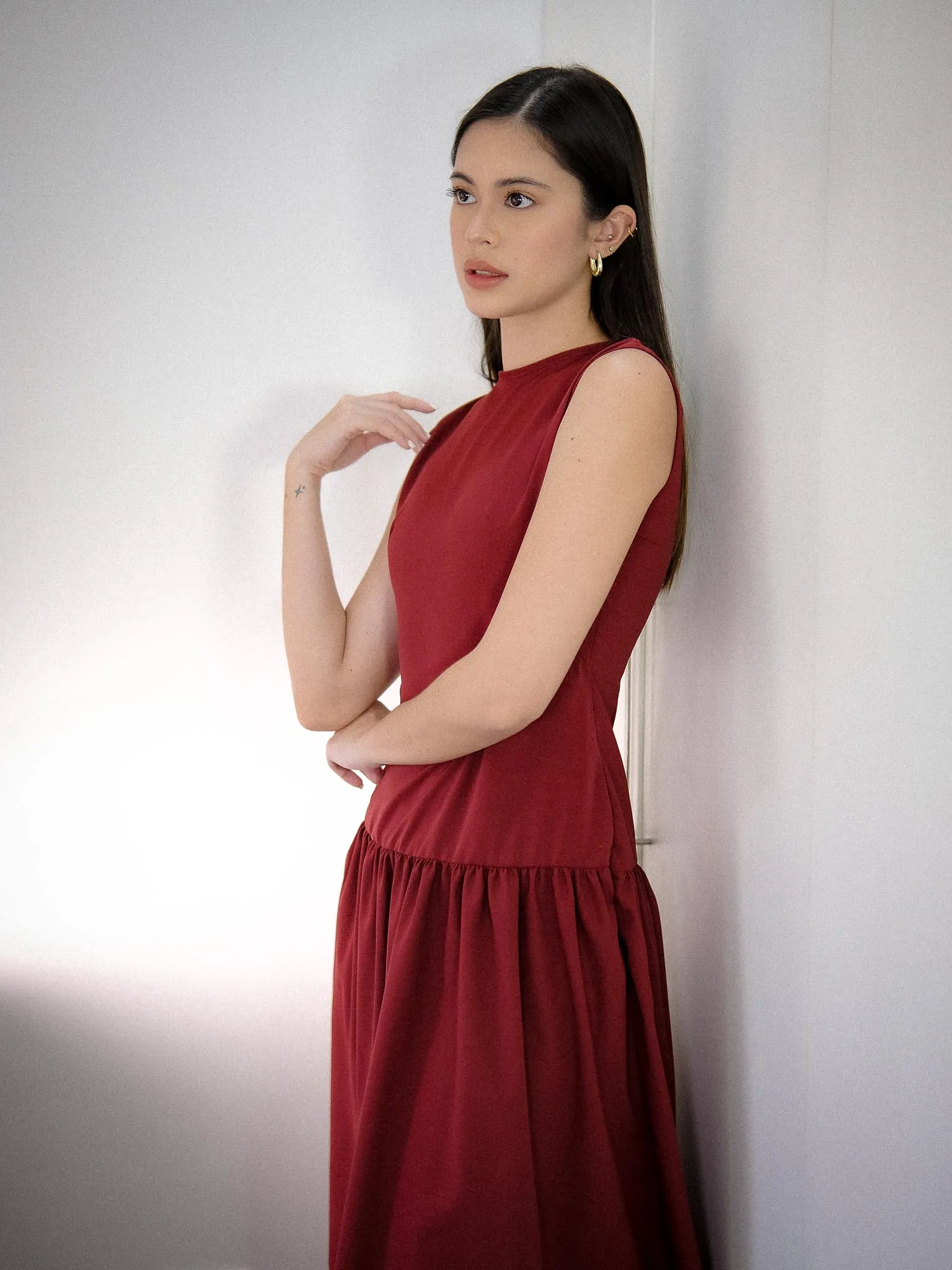 Millie Midi Dress - maroon