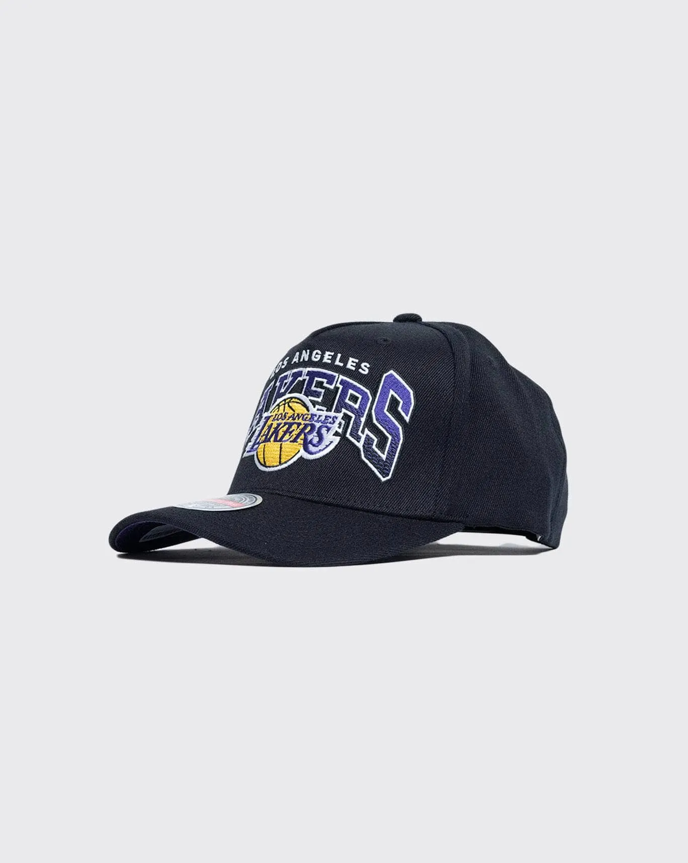 mitchell and ness city arch lakers stretch snapback