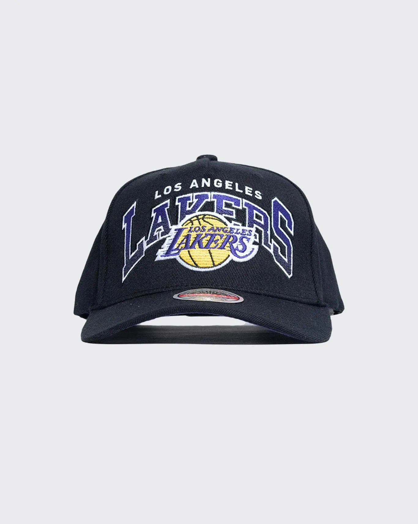 mitchell and ness city arch lakers stretch snapback