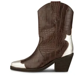 Nancy Western Croco - Dark Brown