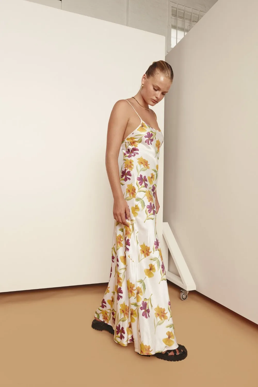 Netta Bias Cut Maxi Dress Flora