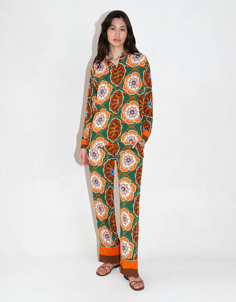 Nova Crepe Shirt - Flower Pop Orange