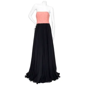 Pink and Black Silk Beaded Gown