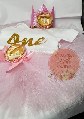 Pink and gold birthday outfit