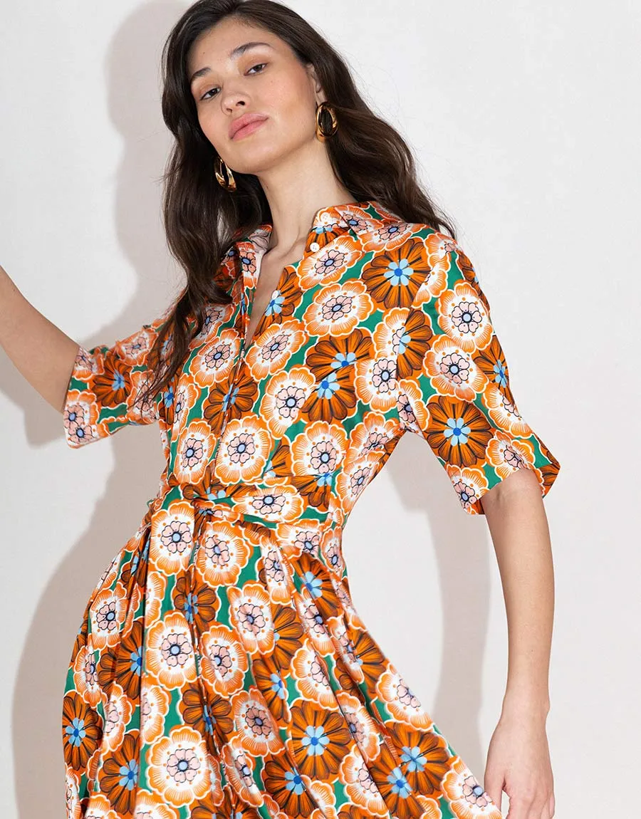 Posie Cotton Maxi Dress - Flower Pop Orange