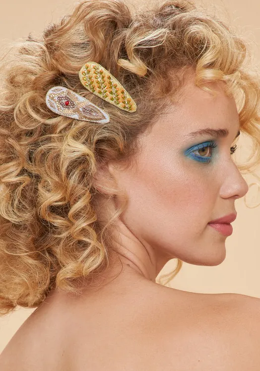 Powder - Jewelled Hair Clips - Feather & Stripe