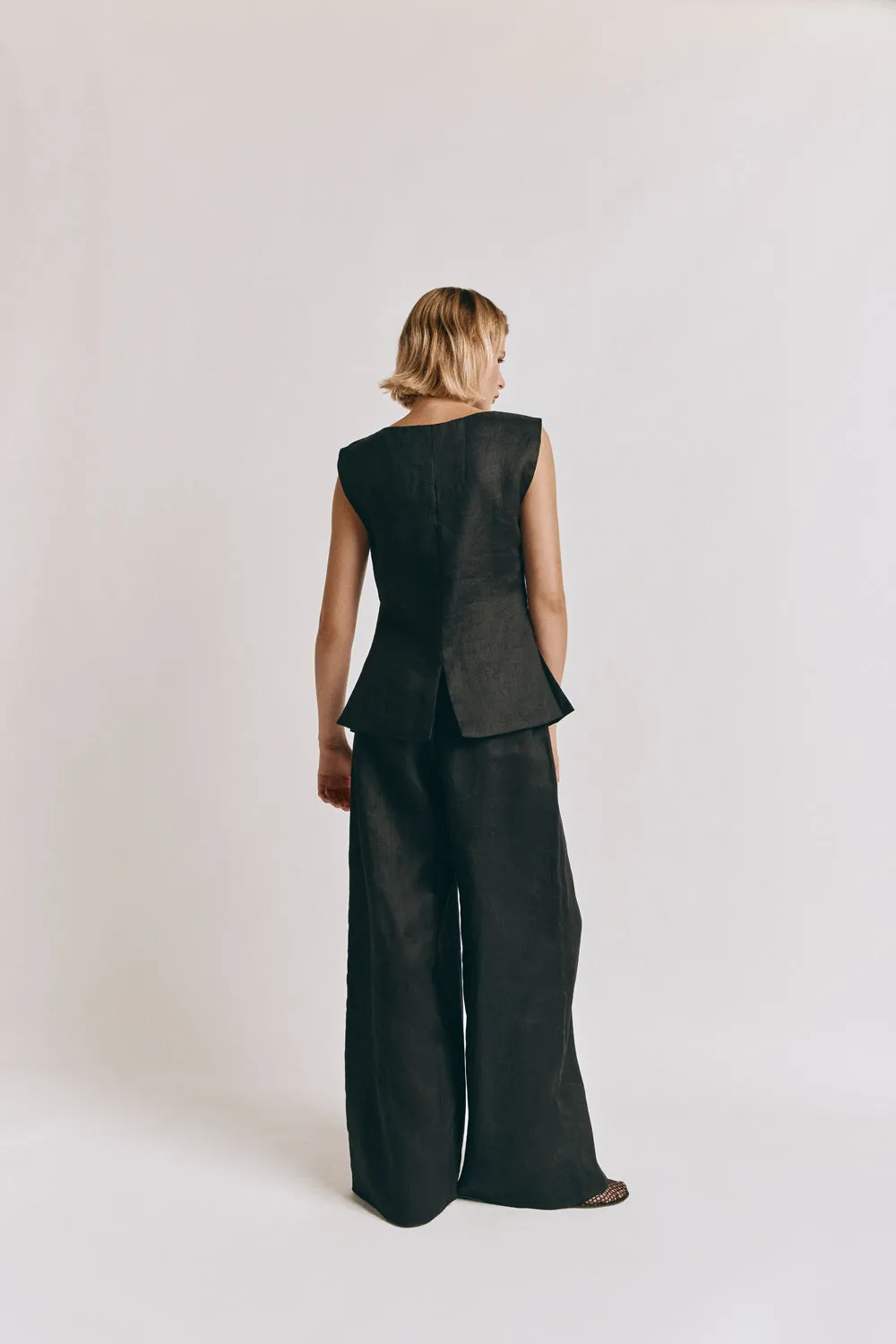 Raya Linen Pants Black