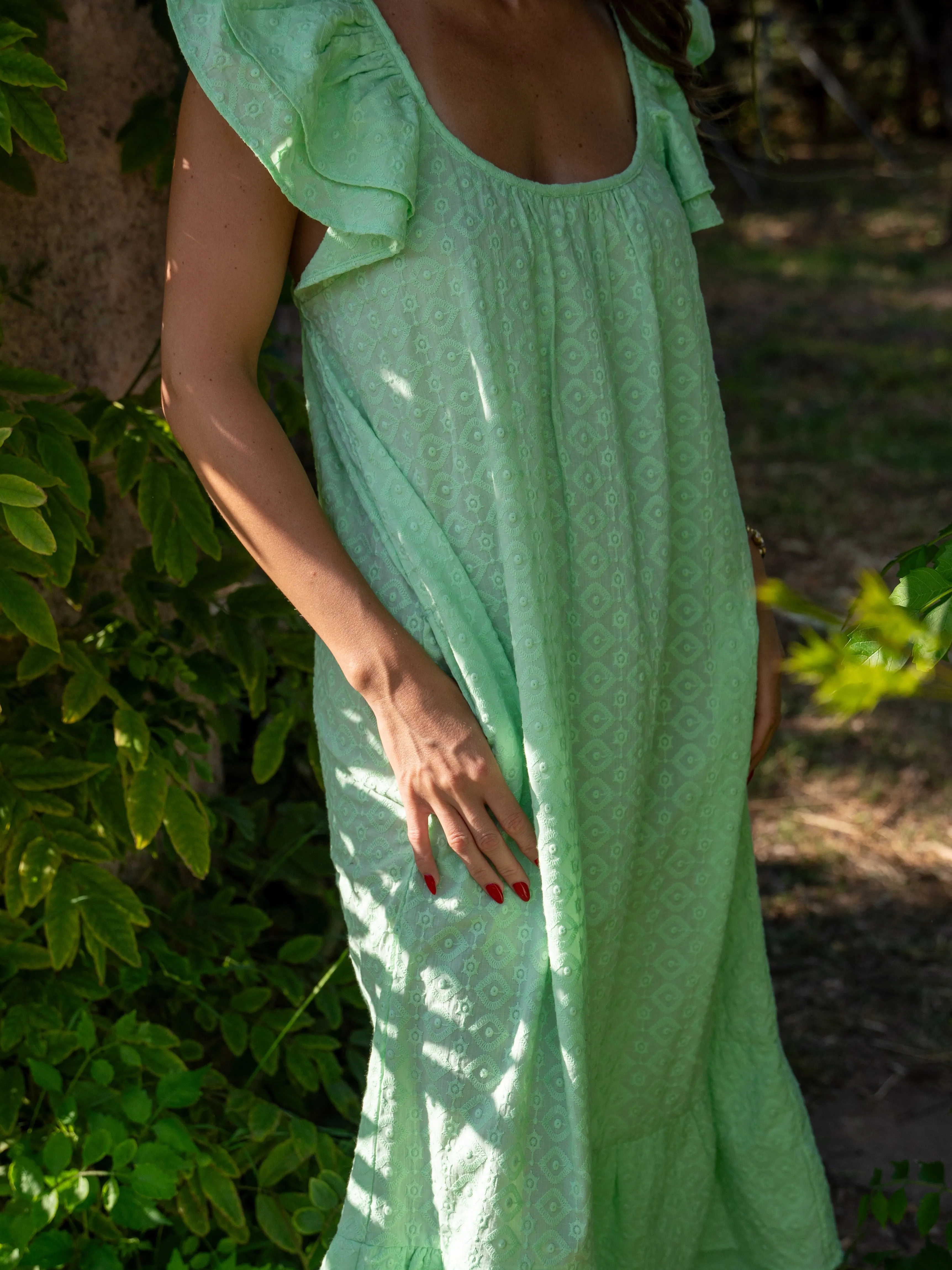 ‘SOUL’ BRODERIE ANGLAISE DRESS IN MOJITO