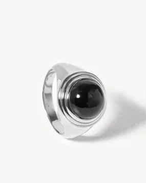 Sphere Ridge Ring | Silver Plated/Black Onyx