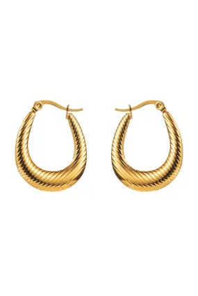 The Isabella 18k Gold Plated Ribbed Oval Hoop Earrings