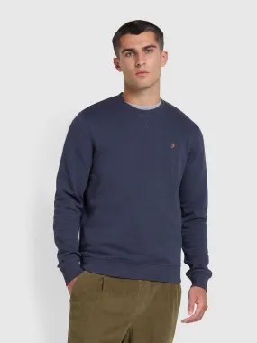 Tim Organic Cotton Crew Neck Sweatshirt In Liquorice Blue