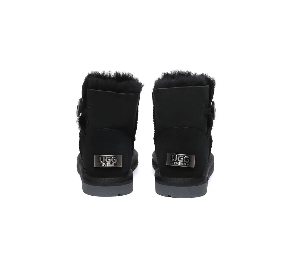 UGG Boots Double Faced Sheepskin Wool Ankle Mini Button Boots