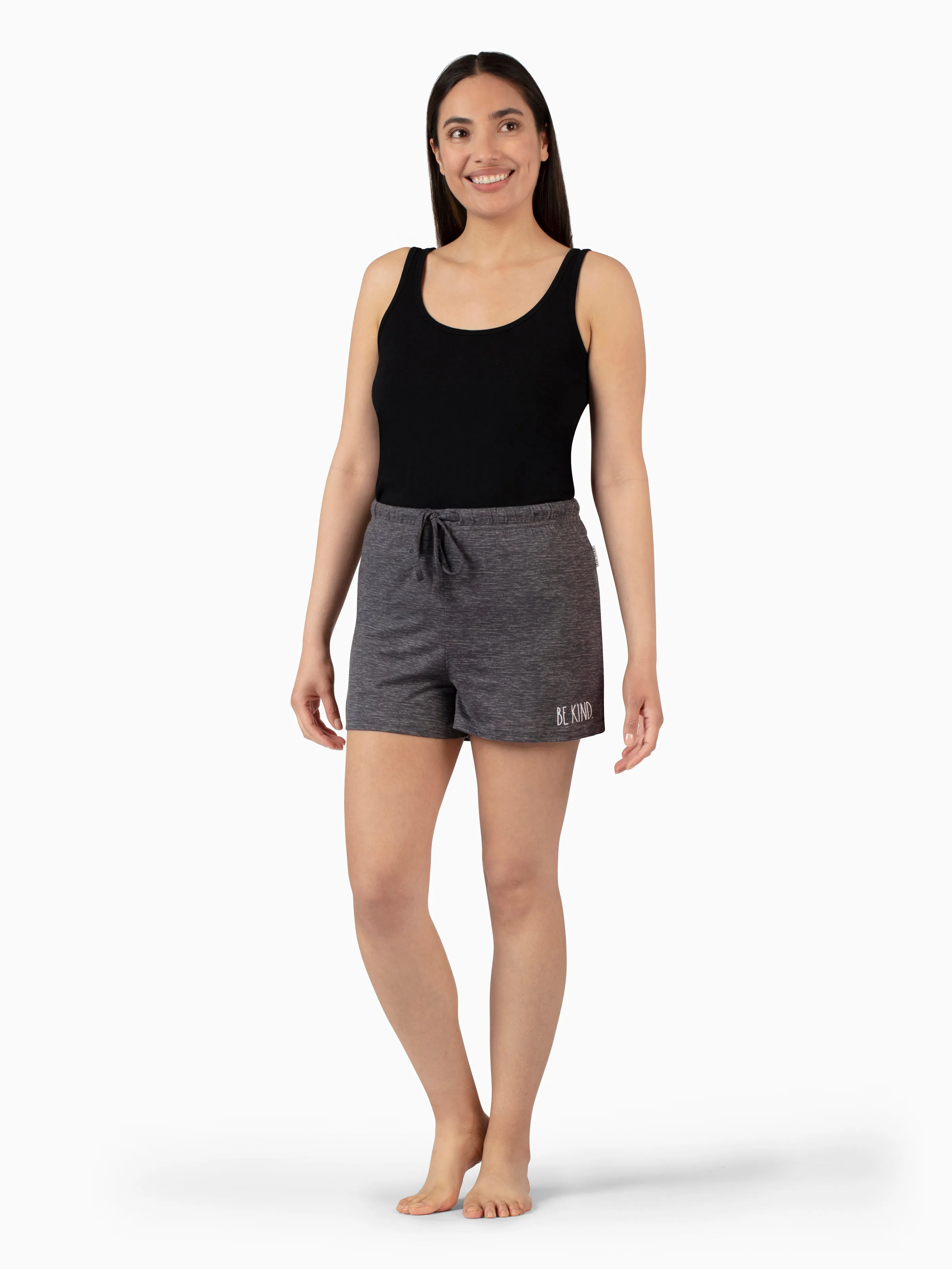 Women's "BE KIND" Mid-Rise Drawstring Lounge Shorts Pack of 2