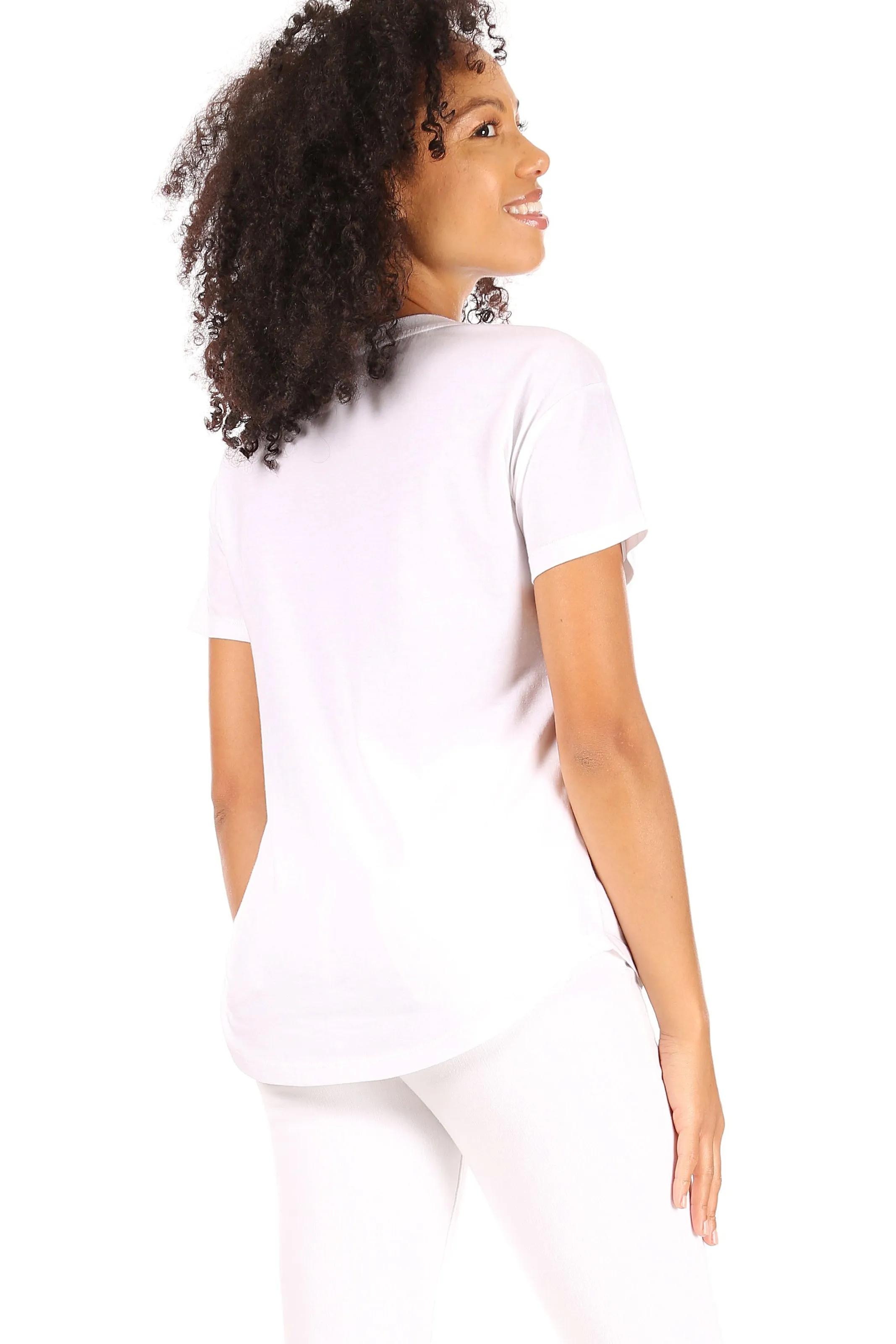 Women's "UNSTOPPABLE" Short Sleeve Shirttail Hem T-Shirt