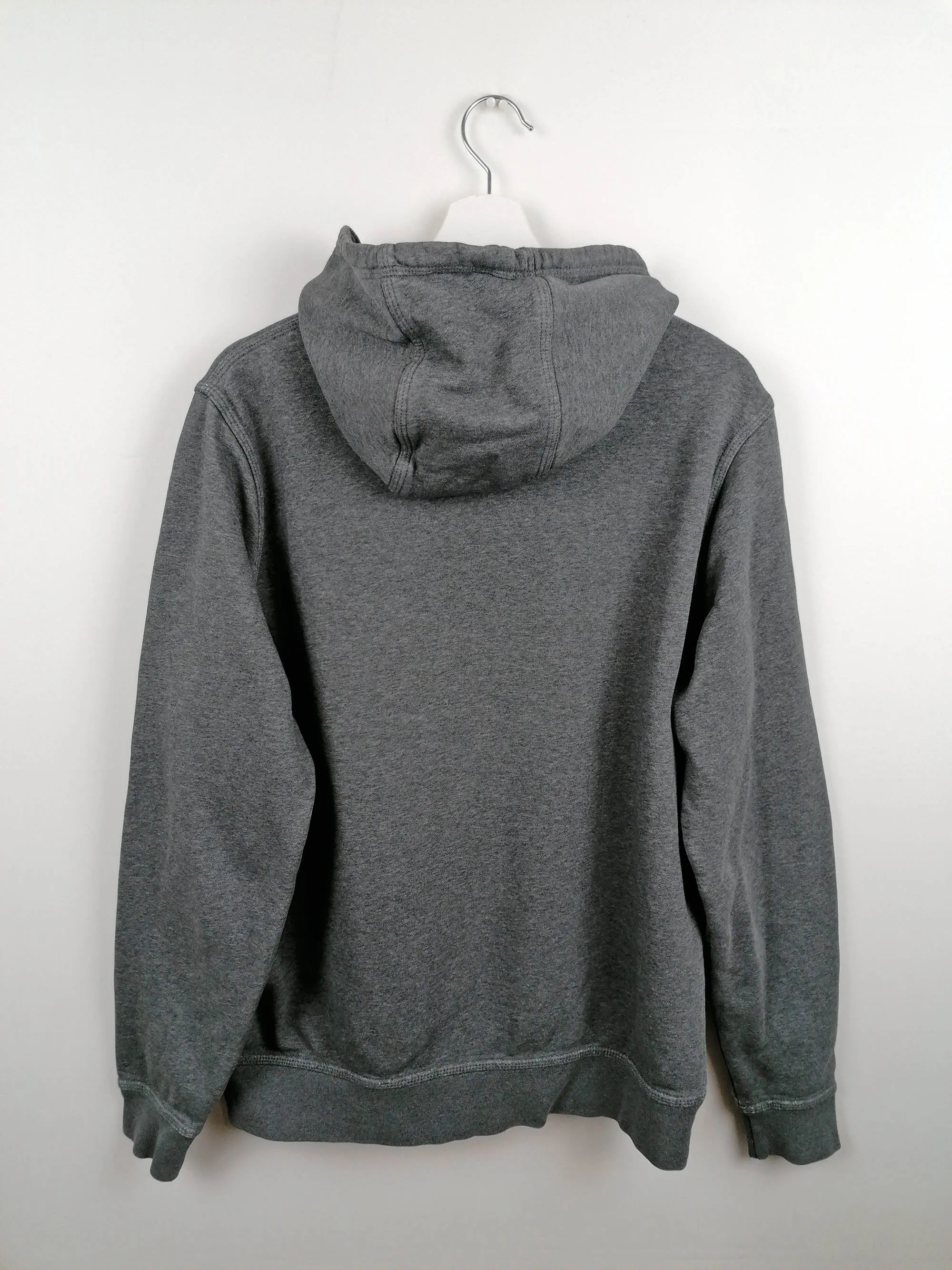 Y2K NIKE Hoodie Sweatshirt Grey Small White Swoosh - size M-L